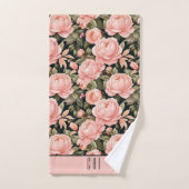 Monogram Eerste Letters Perzik Roze Bloemige Bruil Bad Handdoek (Handdoek)
