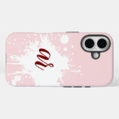 Monogram Eerste Letters Poeder Roze Witte Spatten  Case-Mate iPhone Case (Achterkant (horizontaal))