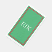 Monogram Eerste Letters Rood Groen 2023 Aangepaste Servet (Hoek)