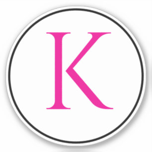 Monogram Eerste Letters Roze Zwart Wit Eenvoudig M Sticker