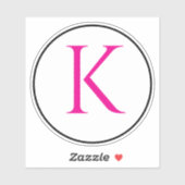 Monogram Eerste Letters Roze Zwart Wit Eenvoudig M Sticker (Vel)