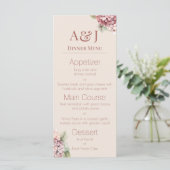 Monogram Eerste Letters Waterverf Hydrangea Bloeme Menu (Staand voorkant)