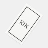 Monogram Eerste Letters Zwart Wit Aangepaste Naam Servet (Hoek)