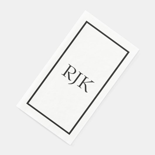 Monogram Eerste Letters Zwart Wit Aangepaste Naam  Servet (Hoek)