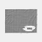 Monogram Eerste Letters Zwart & Wit Houndstooth Fl Fleece Deken (Voorkant (Horizontaal))