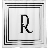 Monogram Eerste Letters Zwart Wit Script Sierlijk Douchegordijn (Voorkant)