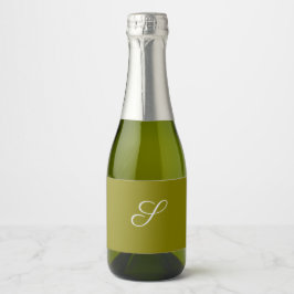 Monogram eerste minimalistische saliegroen  sparkling wijnetiket