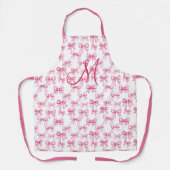 Monogram Eerste Roze Strik Coquette Esthetisch Cad Schort (Voorkant)
