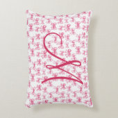 Monogram Eerste Roze Strik Coquette Esthetische Me Accent Kussen (Voorkant(Verticaal))