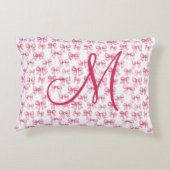 Monogram Eerste Roze Strik Coquette Esthetische Me Accent Kussen (Achterkant)