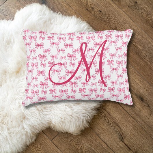 Monogram Eerste Roze Strik Coquette Esthetische Me Accent Kussen
