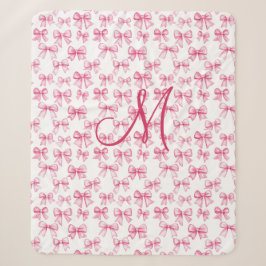 Monogram Eerste Roze Strik Coquette Esthetische Me Sherpa Deken