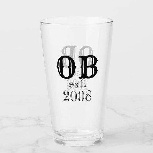 Monogram Eerste Verjaardag est glas (Voorkant)