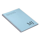 Monogram Effen Blau Trendy Zakelijk Notitieboek (Rechterzijde)