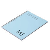 Monogram Effen Blau Trendy Zakelijk Notitieboek (Linkerzijde)