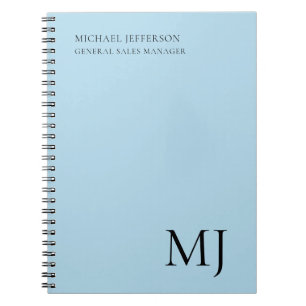 Monogram Effen Blau Trendy Zakelijk Notitieboek
