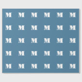 Monogram Effen Blauwe Pastel Minimalistische Profe Cadeaupapier (Vlak)