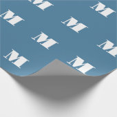 Monogram Effen Blauwe Pastel Minimalistische Profe Cadeaupapier (Hoek)