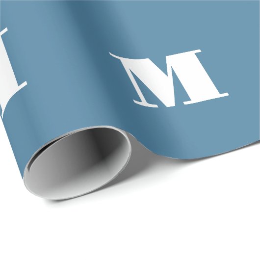 Monogram Effen Blauwe Pastel Minimalistische Profe Cadeaupapier (Rol Hoek)