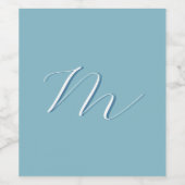 Monogram Effen Blauwe Pastel Minimalistische Profe Wijn Etiket (Enkel label)