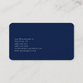Monogram Effen Donkerblauw Moderne Visitekaartje (Achterkant)