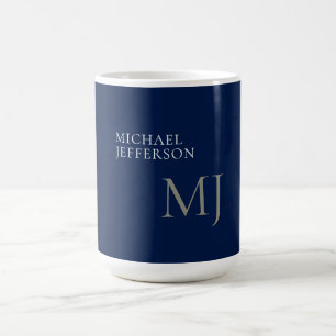 Monogram Effen Donkerblauw Modieus Zakelijk Koffiemok
