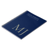 Monogram Effen Donkerblauw Modieus Zakelijk Notitieboek (Linkerzijde)