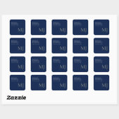 Monogram Effen Donkerblauw Modieus Zakelijk Vierkante Sticker (Vel)