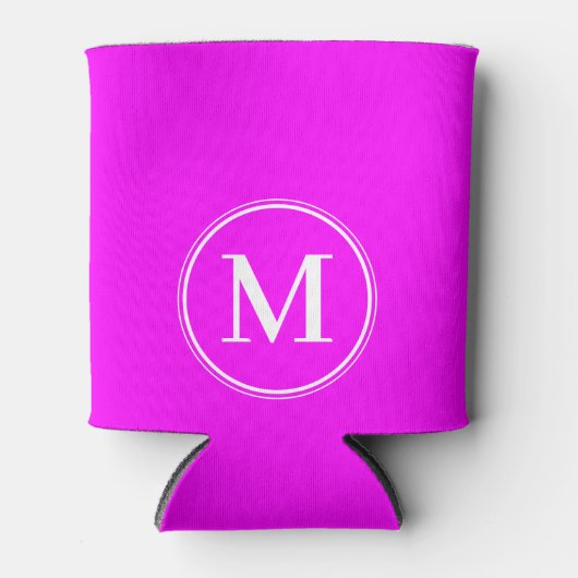 Monogram Effen Elektrische Retro Roze Kleur Blikjeskoeler (Voorkant)