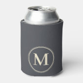 Monogram Effen Mediterraan Grijs Kleur Blikjeskoeler (Blikje Voorkant)