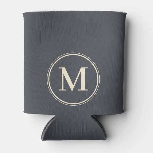 Monogram Effen Mediterraan Grijs Kleur Blikjeskoeler (Voorkant)