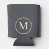 Monogram Effen Mediterraan Grijs Kleur Blikjeskoeler (Achterkant)