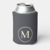 Monogram Effen Mediterraan Grijs Kleur Blikjeskoeler (Blikje Achterkant)