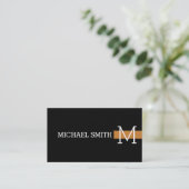 Monogram Effen Zwart Modern Brons Visitekaartje (Staand voorkant)
