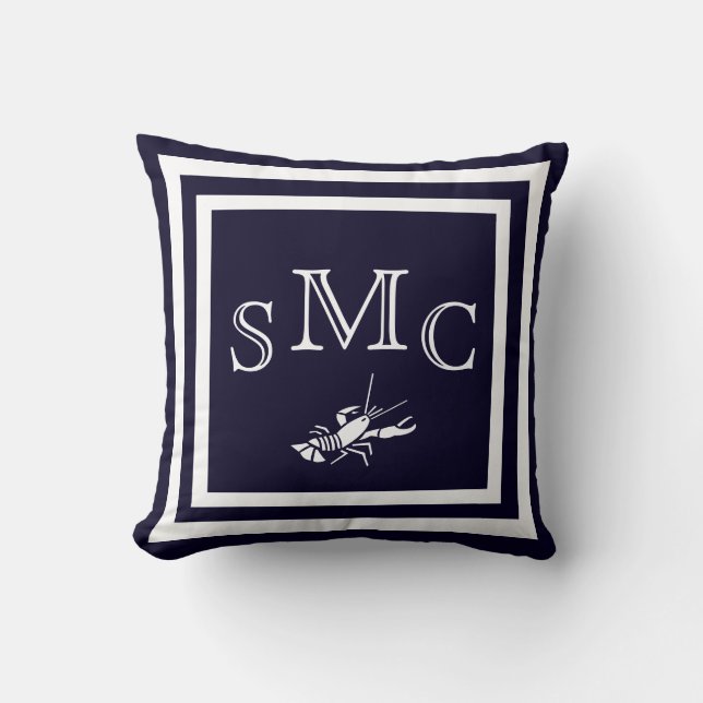 MONOGRAM Effenkleurige donkerblauwe gewone kussen (Voorkant)