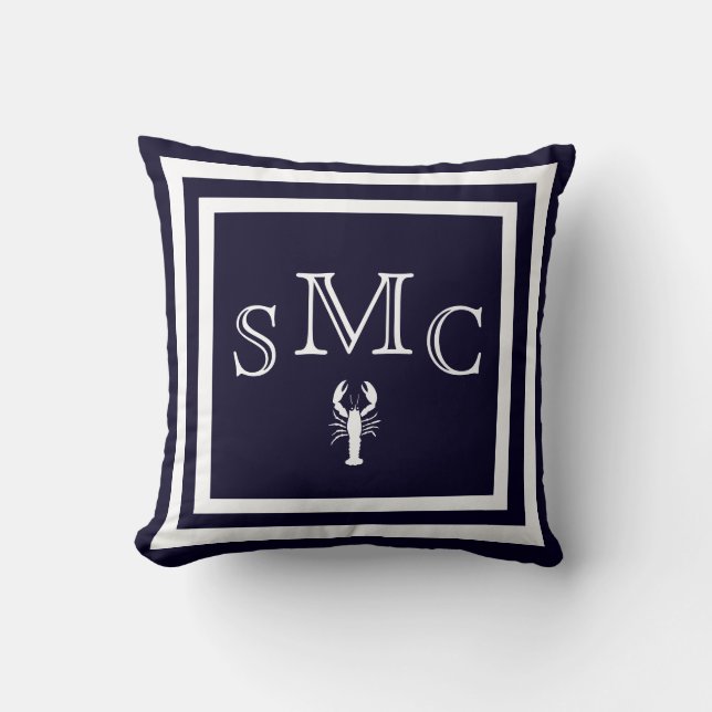 MONOGRAM Effenkleurige donkerblauwe kussen (Voorkant)