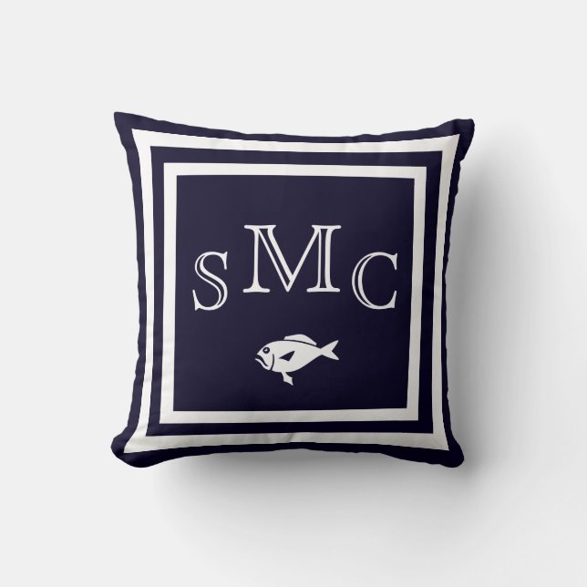 MONOGRAM Effenkussen donkerblauw effen Kussen (Voorkant)