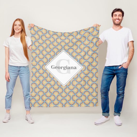 Monogram Egeïsche Zomerse Sinaasappels en Citroene Fleece Deken (In situ)