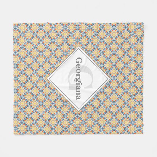 Monogram Egeïsche Zomerse Sinaasappels en Citroene Fleece Deken (Voorkant (Horizontaal))