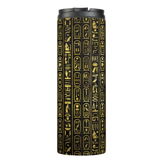 Monogram Egyptische ancient Gold hieroglyphs Thermosbeker (Achterkant)