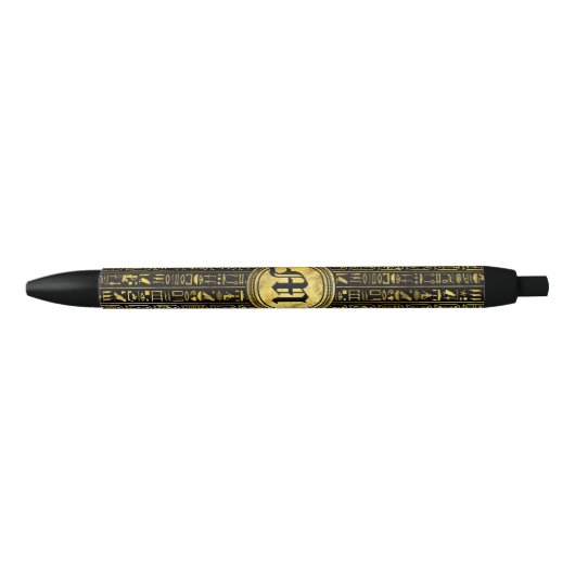 Monogram Egyptische ancient Gold hieroglyphs Zwarte Inkt Pen (Voorkant)