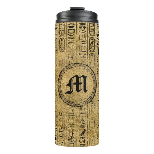Monogram Egyptische goudhiërogliefen Thermosbeker (Voorkant)