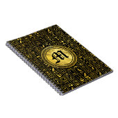 Monogram Egyptische Oude Goud hiërogliefen Notitieboek (Rechterzijde)