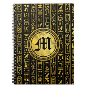 Monogram Egyptische Oude Goud hiërogliefen Notitieboek