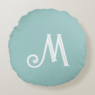 Monogram Eierdop Blauw Rond Kussen