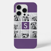Monogram eierplant Paars en witte fotocollage Case-Mate iPhone Case (Achterkant)