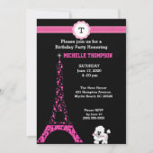 Monogram Eiffel Tower Birthday Uitnodiging (Voorkant)