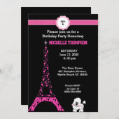 Monogram Eiffel Tower Birthday Uitnodiging (Voorkant / Achterkant)