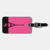 Monogram Eiffeltoren met streep / Frans Roos Bagagelabel (Voorkant horizontaal)