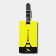 Monogram Eiffeltoren met streep op geel